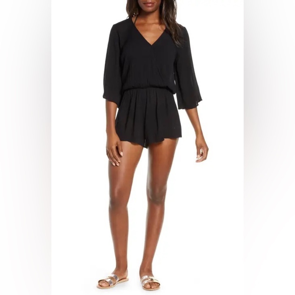 ELAN Stripe Cover-Up Romper Sz Small